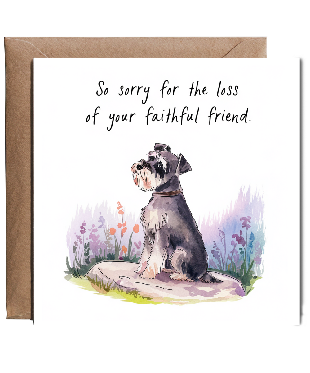 Sympathy Card for the Loss of a Pet Dog Faithful Friend Miniature Schnauzer