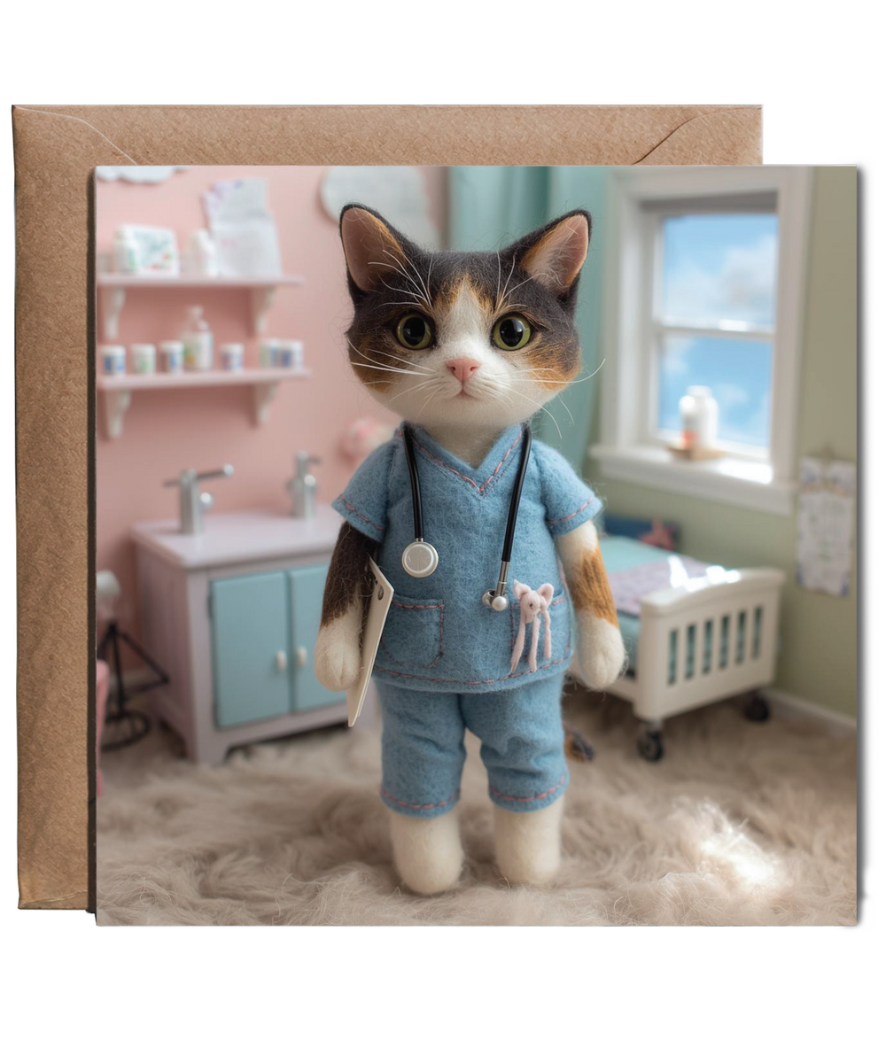 2D felt style cat nurse