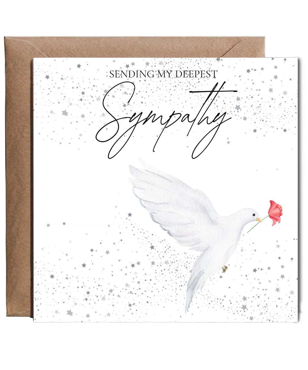 3D style dove with deepest sympathy