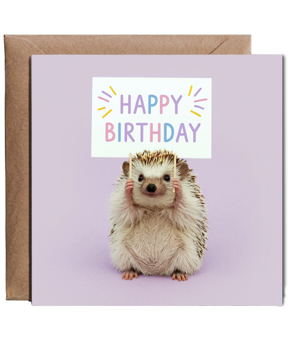 Happy Birthday card hedgehog cute for her pastel colour