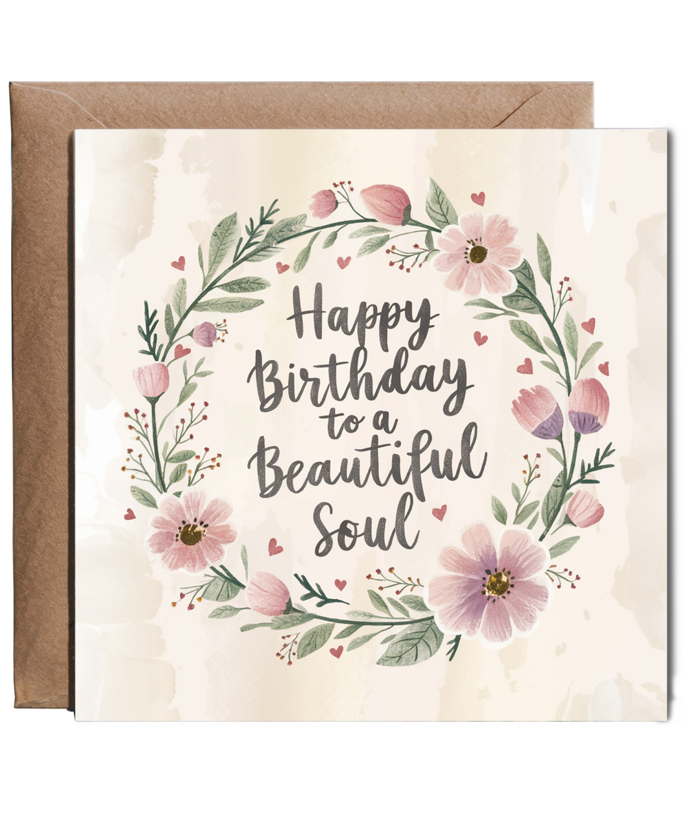 Sister Birthday Card to a Beautiful Soul with Watercolour Flowers