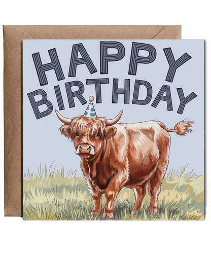 Happy Birthday Card Highland Cow