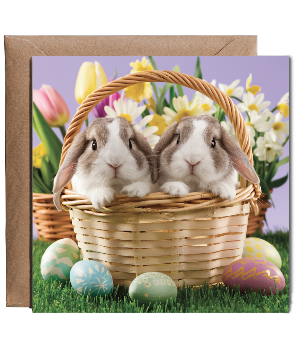 adorable bunnies in easter basket