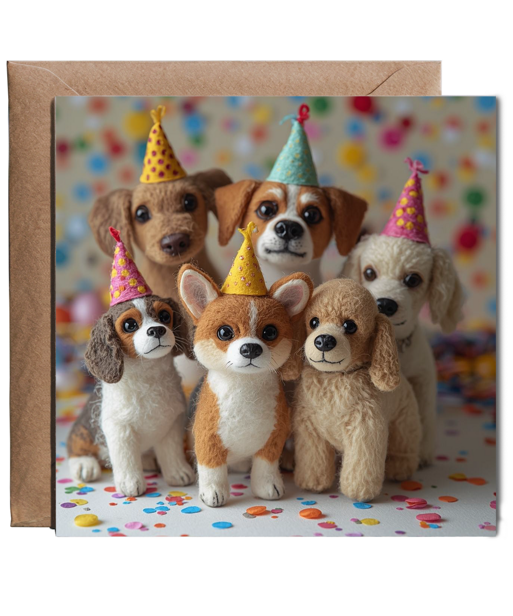 2D Felt Style Birthday party dogs