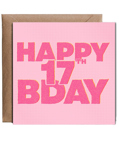 Pink scrapbook style Happy 17th Birthday