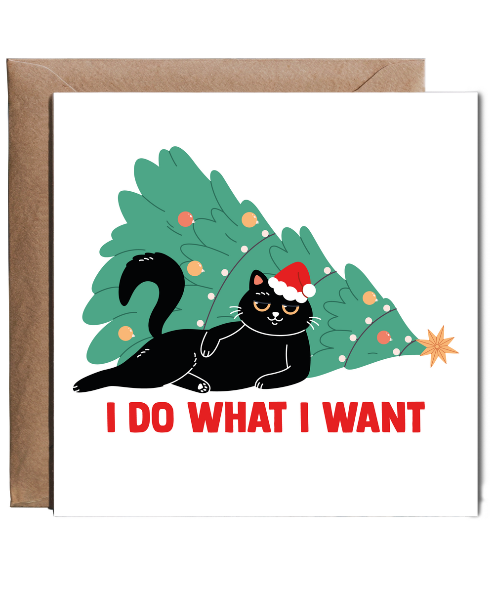 Hilarious Christmas Card Sassy Naughty Cat I Do What I Want