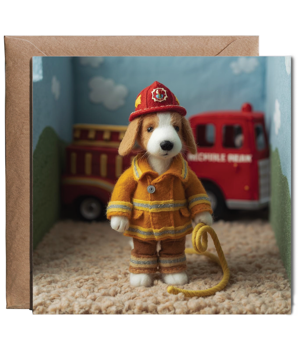 2D felt style dog firefighter