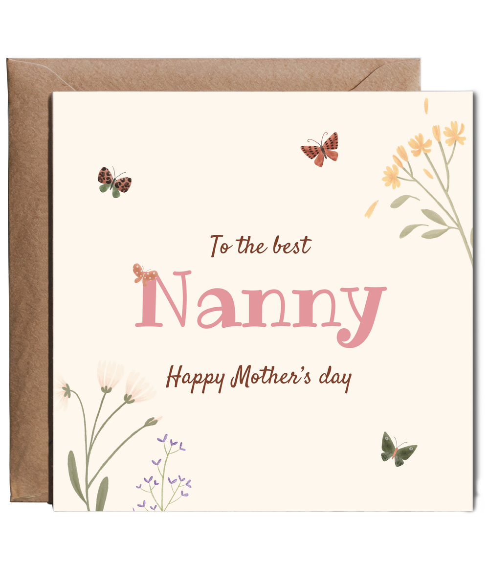 to the best nanny, Happy Mother's Day butterfly garden