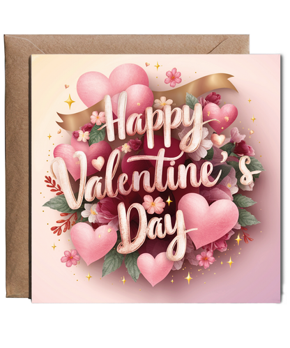 Happy Valentines Day Card for Girlfriend and Boyfriend Heart Bouquet