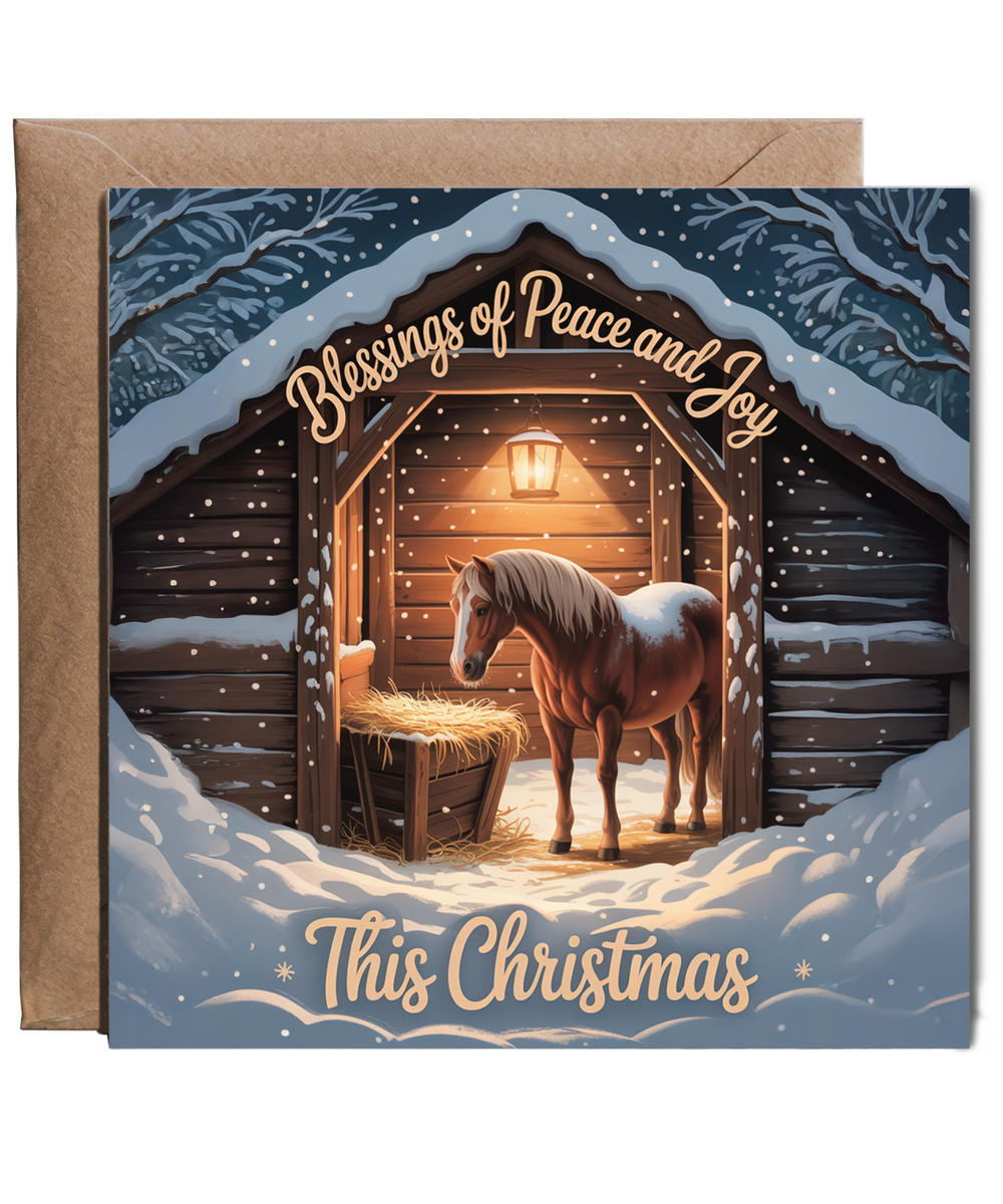 Horse stable blessings of peace and joy this christmas