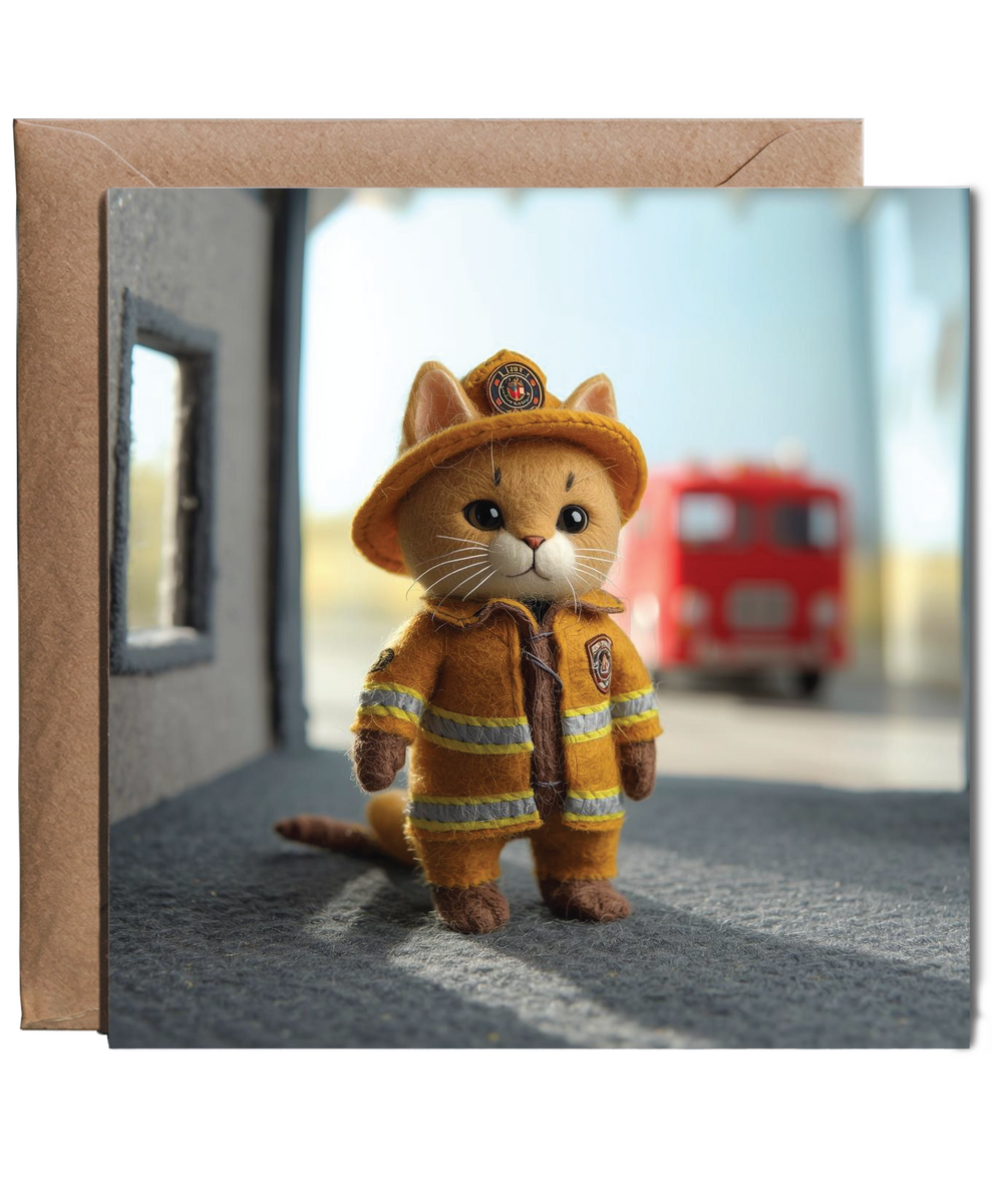 2D felt style cat firefighter