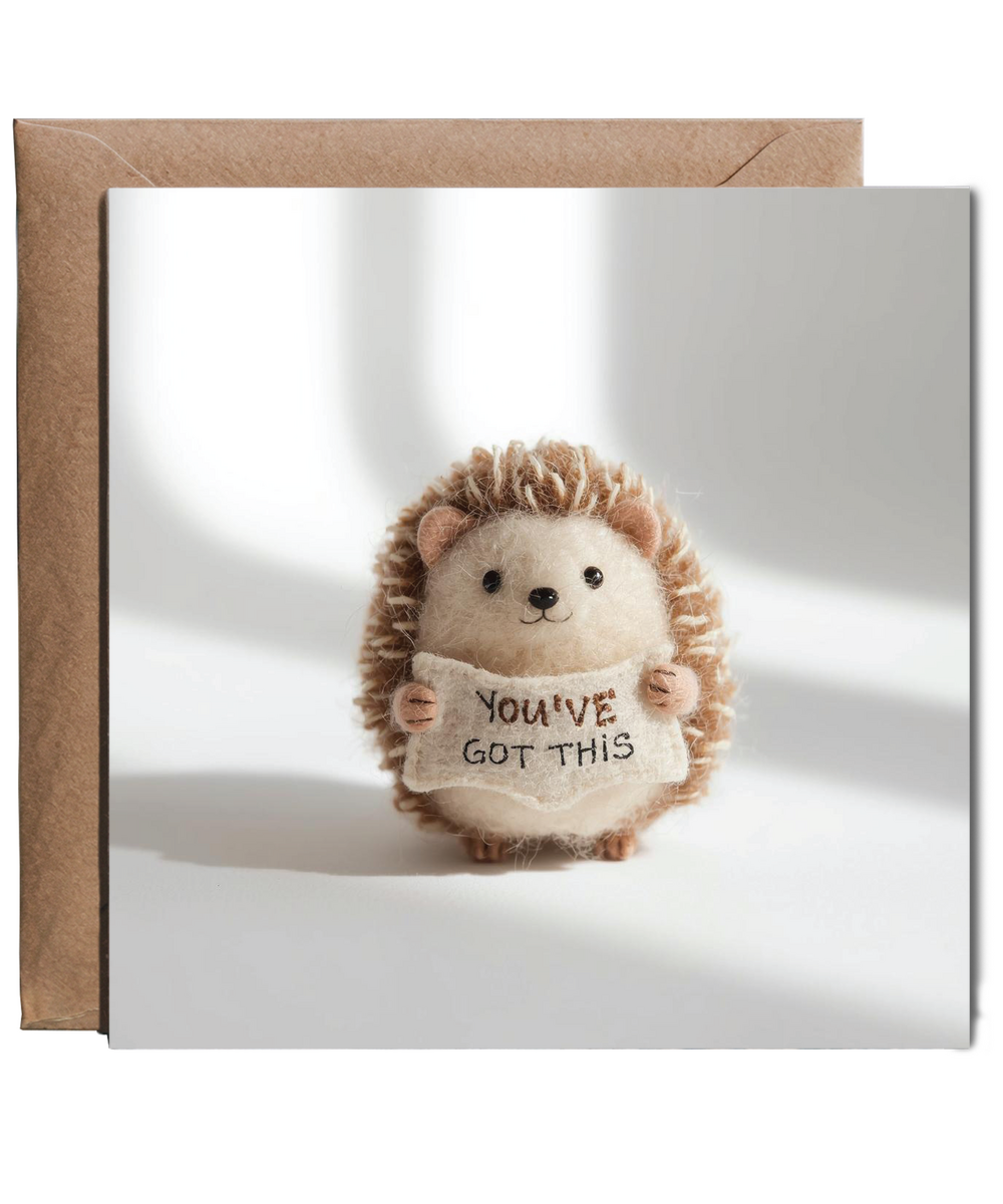2D felt style You've got this positive hedgehog