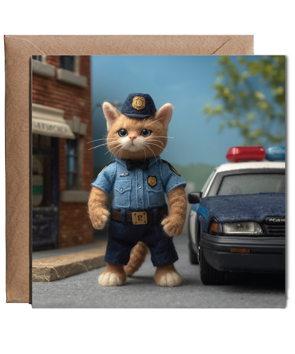 2D felt style cat police officer