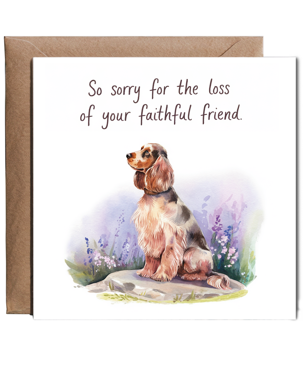 Sympathy Card for the Loss of a Pet Dog Faithful Friend Cocker Spaniel