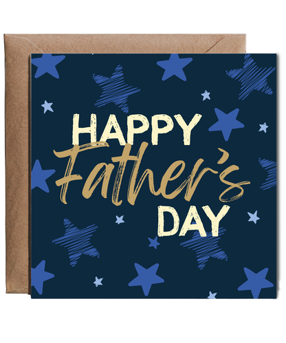 Happy Fathers Day Card for Dad Stars Design Navy Blue
