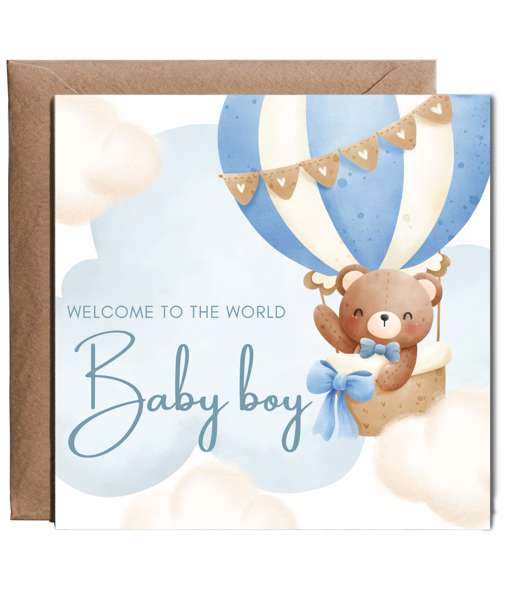 Blue hot air Balloon new born Baby teddy