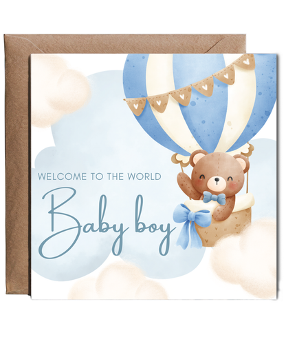 Blue hot air Balloon new born Baby teddy