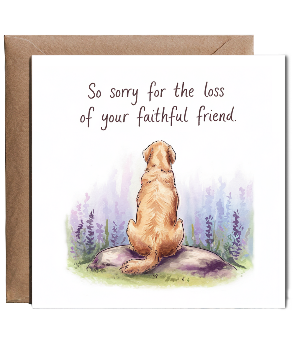 Sympathy Card for the Loss of a Pet Dog Faithful Friend Golden Retriever