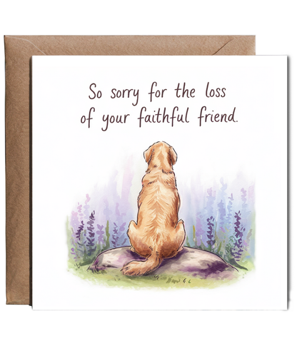 Sympathy Card for the Loss of a Pet Dog Faithful Friend Golden Retriever