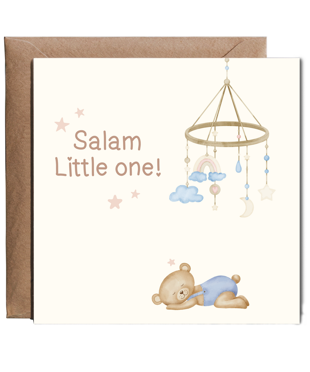 Baby Boy Greetings Card Salam Little One Arabic Newborn Blessings