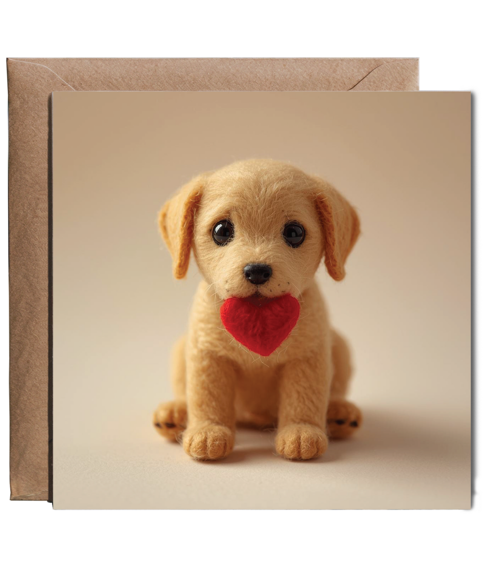 2D felt style Love Golden labrador