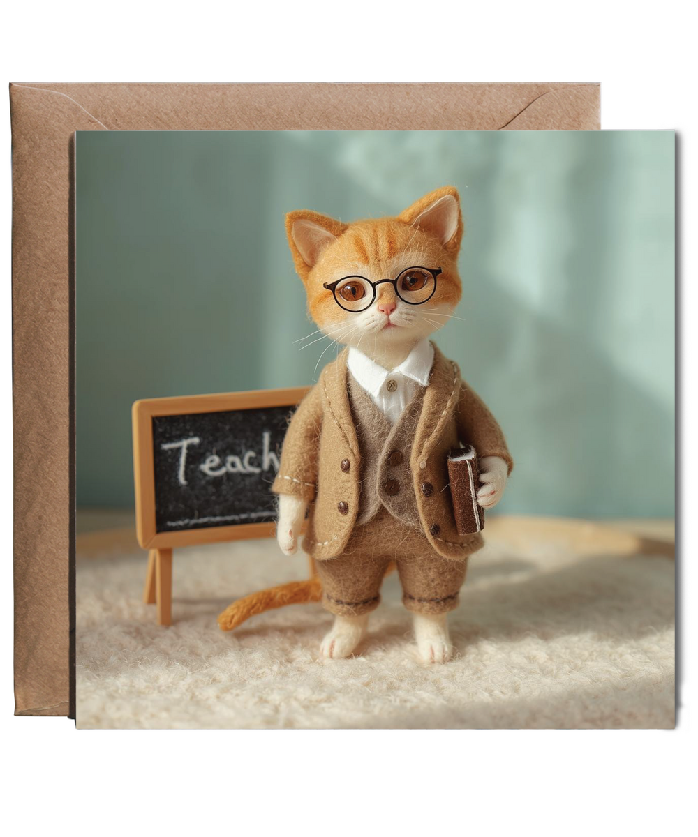 2D felt style cat teacher