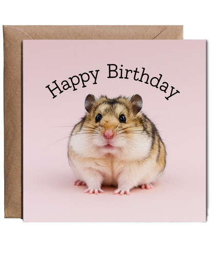 Happy Birthday card hamster chubby cheeks