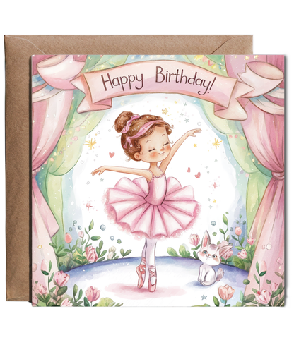 Little Ballerina Birthday Card for Daughter Granddaughter Niece
