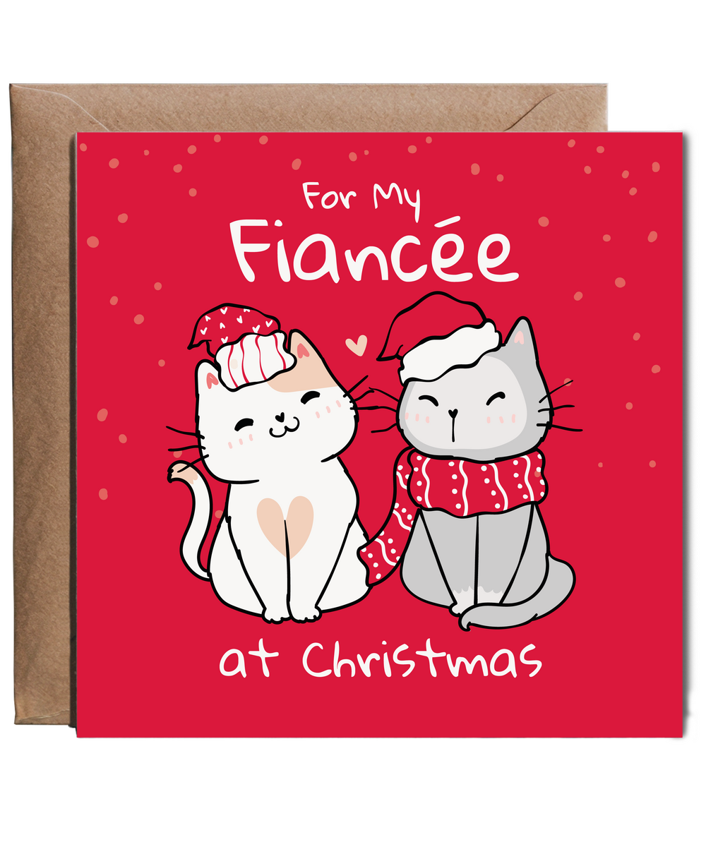 Romantic Cats Christmas Card for My Fiancee for Her Engaged at Christmas