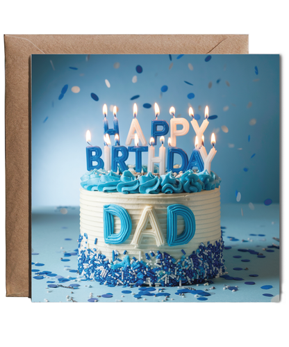Happy Birthday card dad blue cake