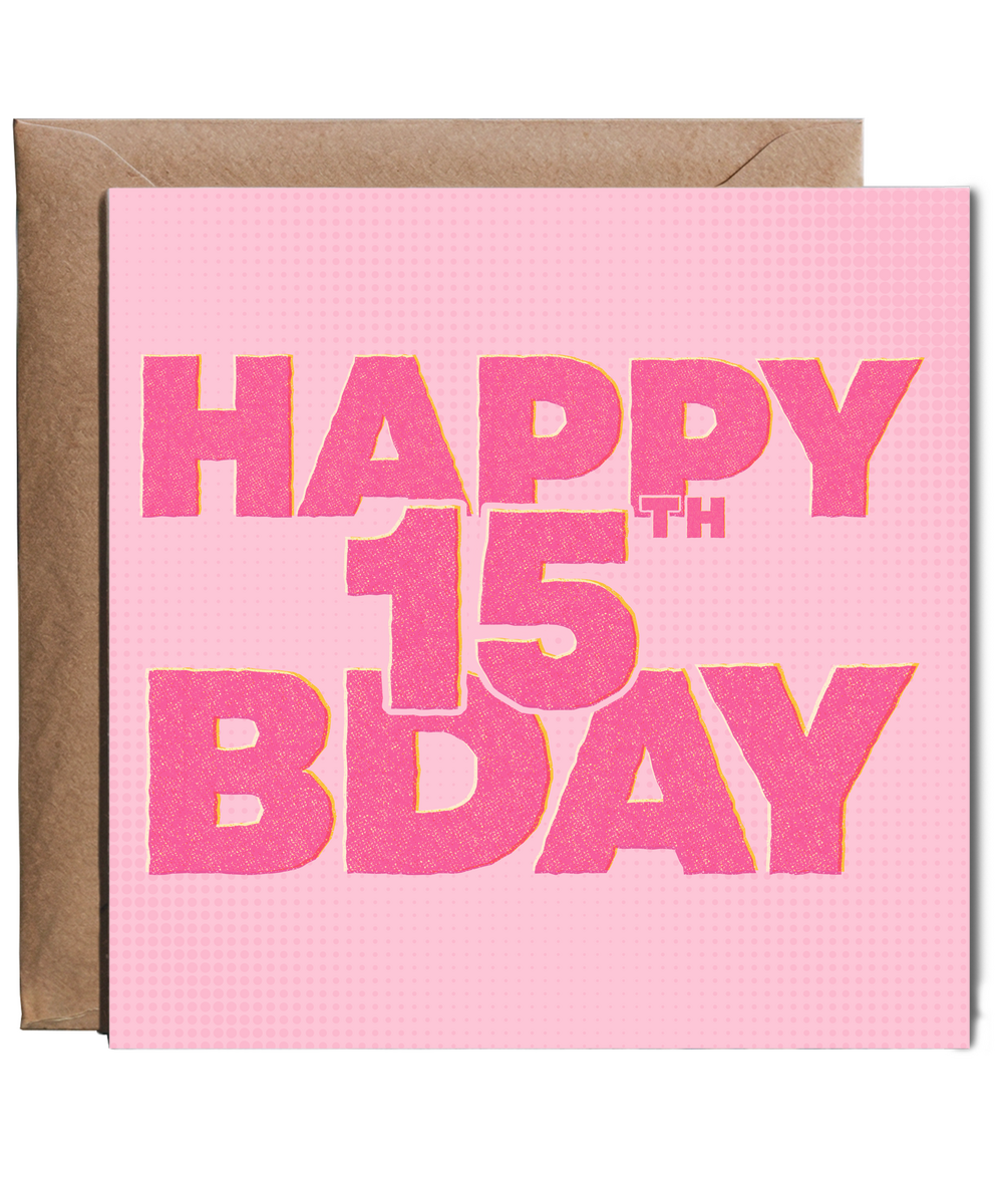 Pink scrapbook style Happy 15th Birthday