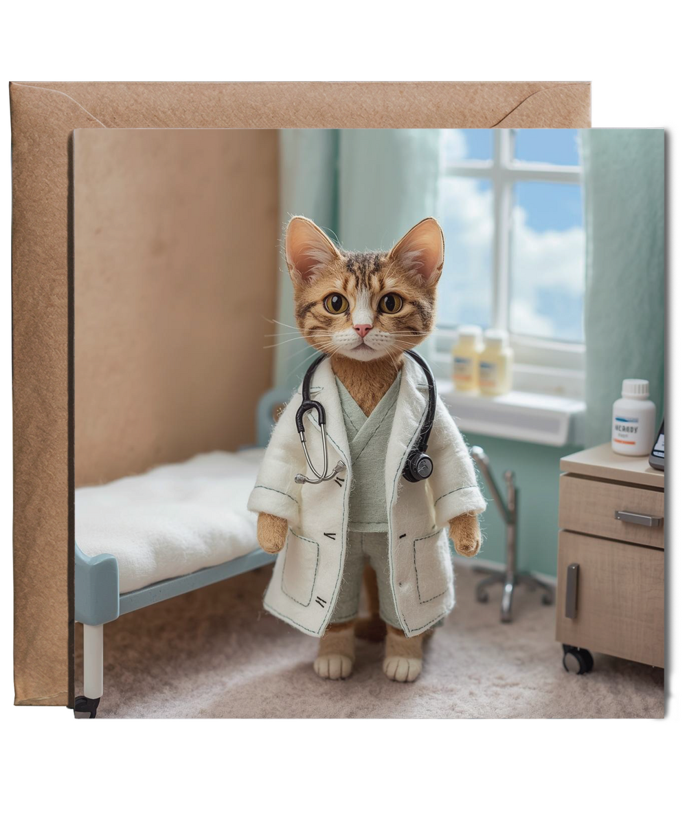 2D felt style cat doctor