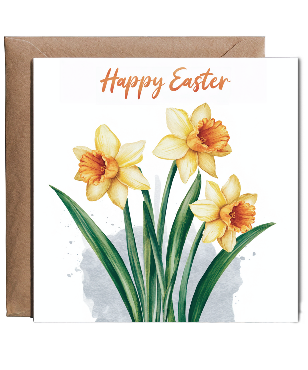 watercoloured daffodils happy easter