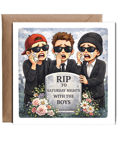 RIP to saturday nights with the boys funny cartoon engagement wedding