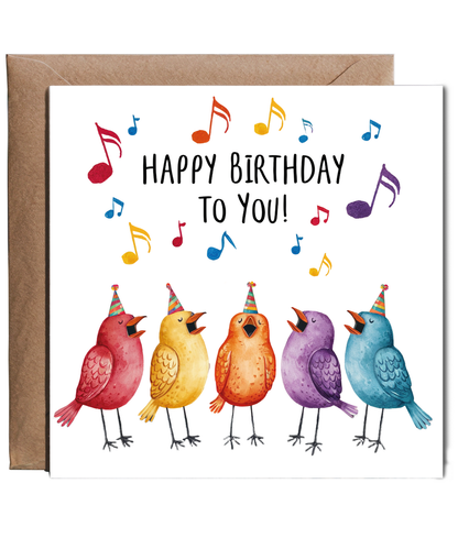Birthday Card Cheerful Birds Singing Happy Birthday to You