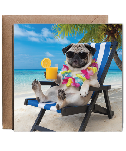 pug on the beach