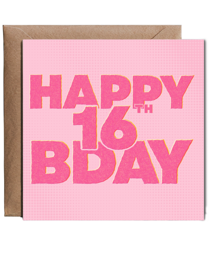 Pink scrapbook style Happy 16th Birthday