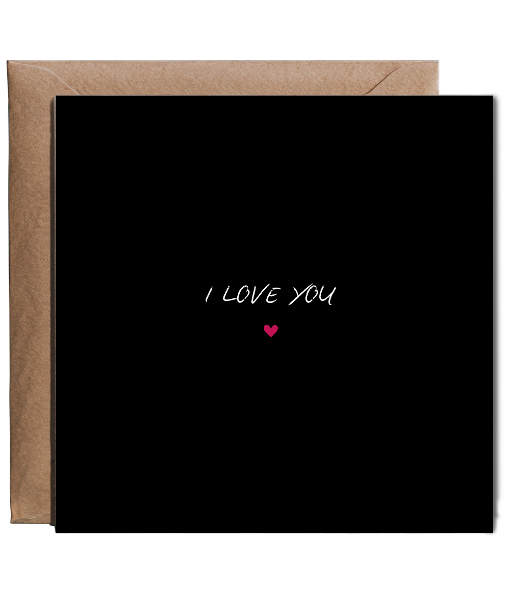 Minimalist Black Valentines Anniversary Love Card I Love You