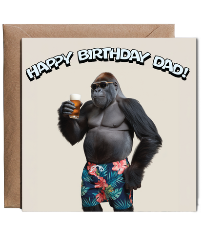 Gorilla swim shorts  sunglasses happy birthday dad