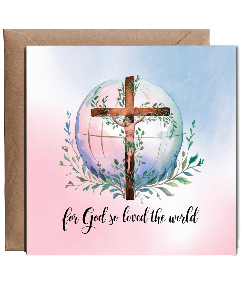 For God so loved the world Card Bible quote Christian Jesus
