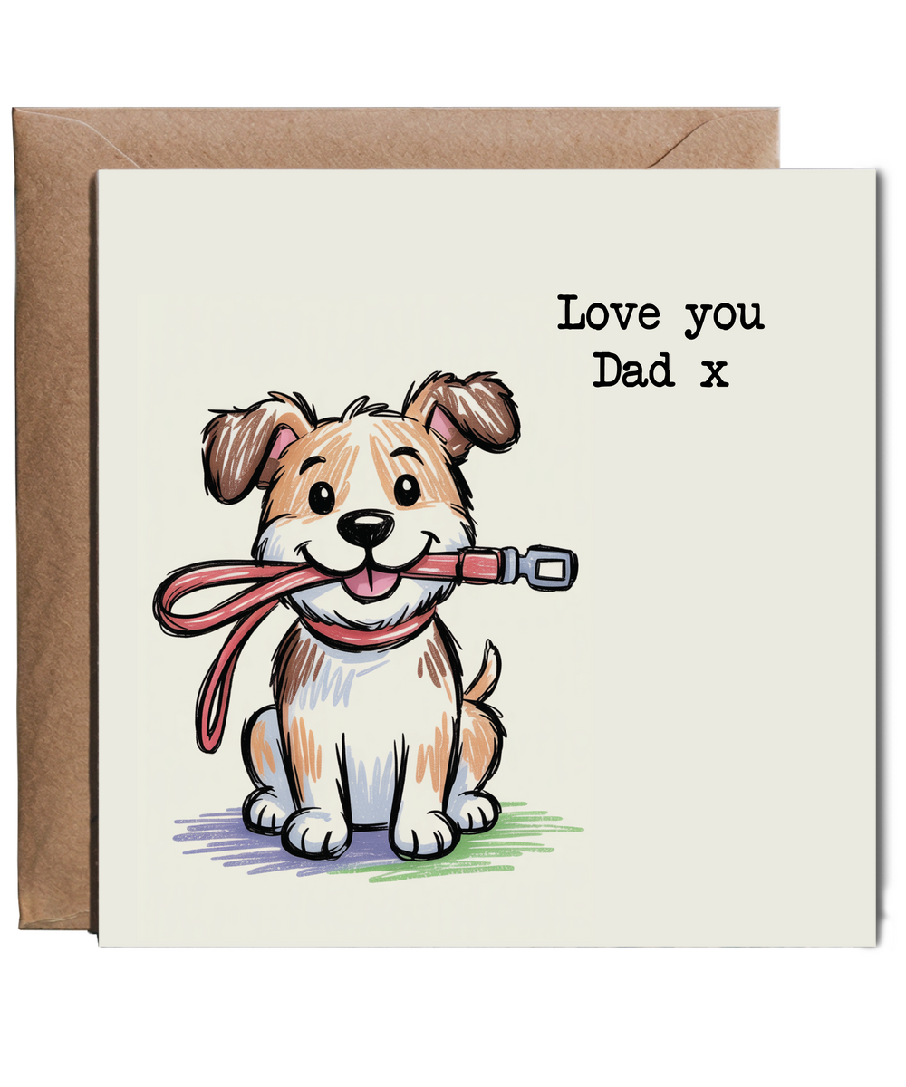 Father's Day Hand drawn dog lead love you dad x