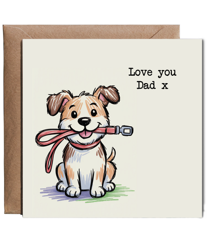 Father's Day Hand drawn dog lead love you dad x