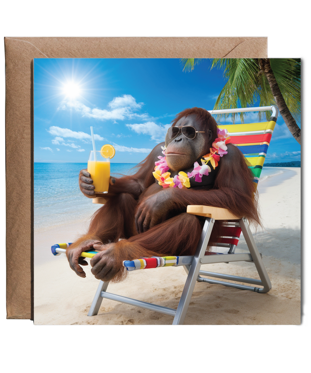 Orangutan on the beach