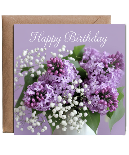 Happy Birthday Card for women Bouquet of lilacs