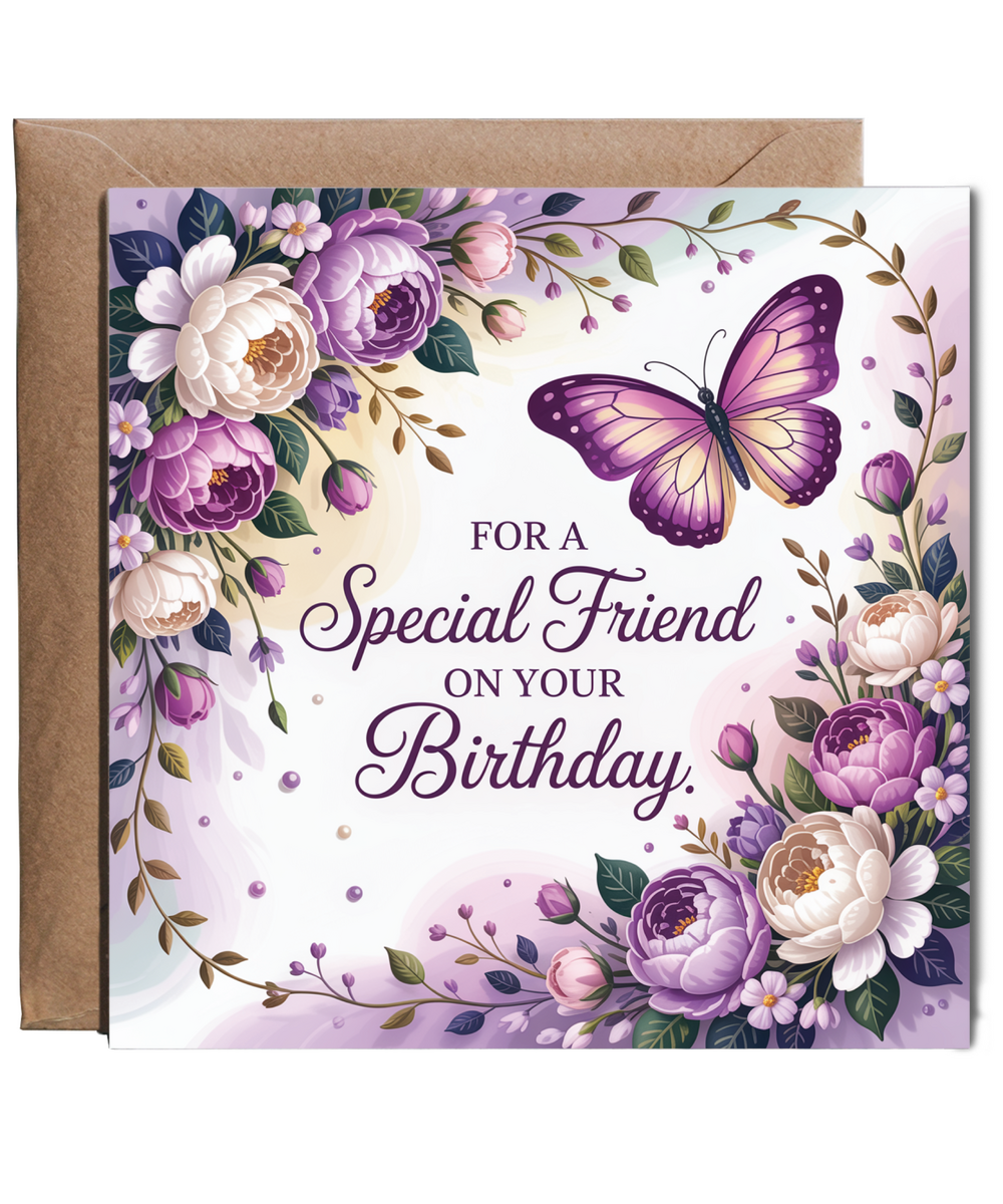 Purple Butterfly and Flowers for a special friend