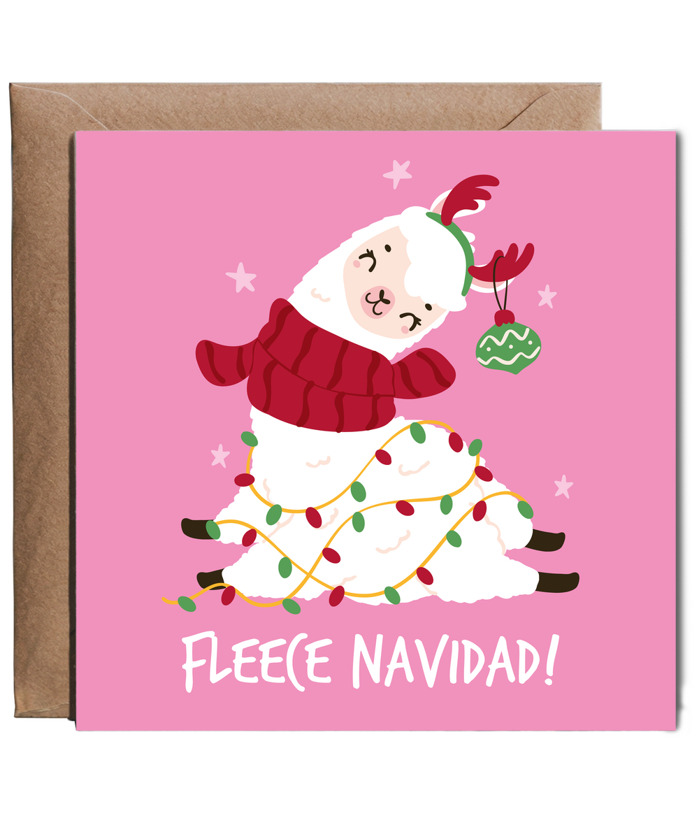 Funny Christmas Card with Lama Fleece Navidad