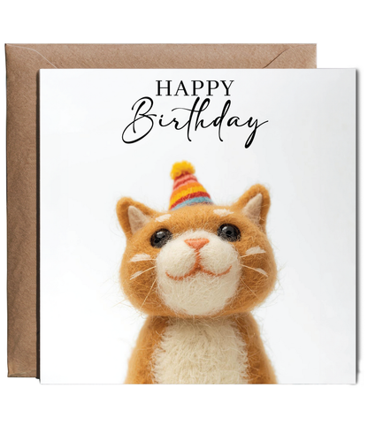 Birthday 2D felt style ginger cat