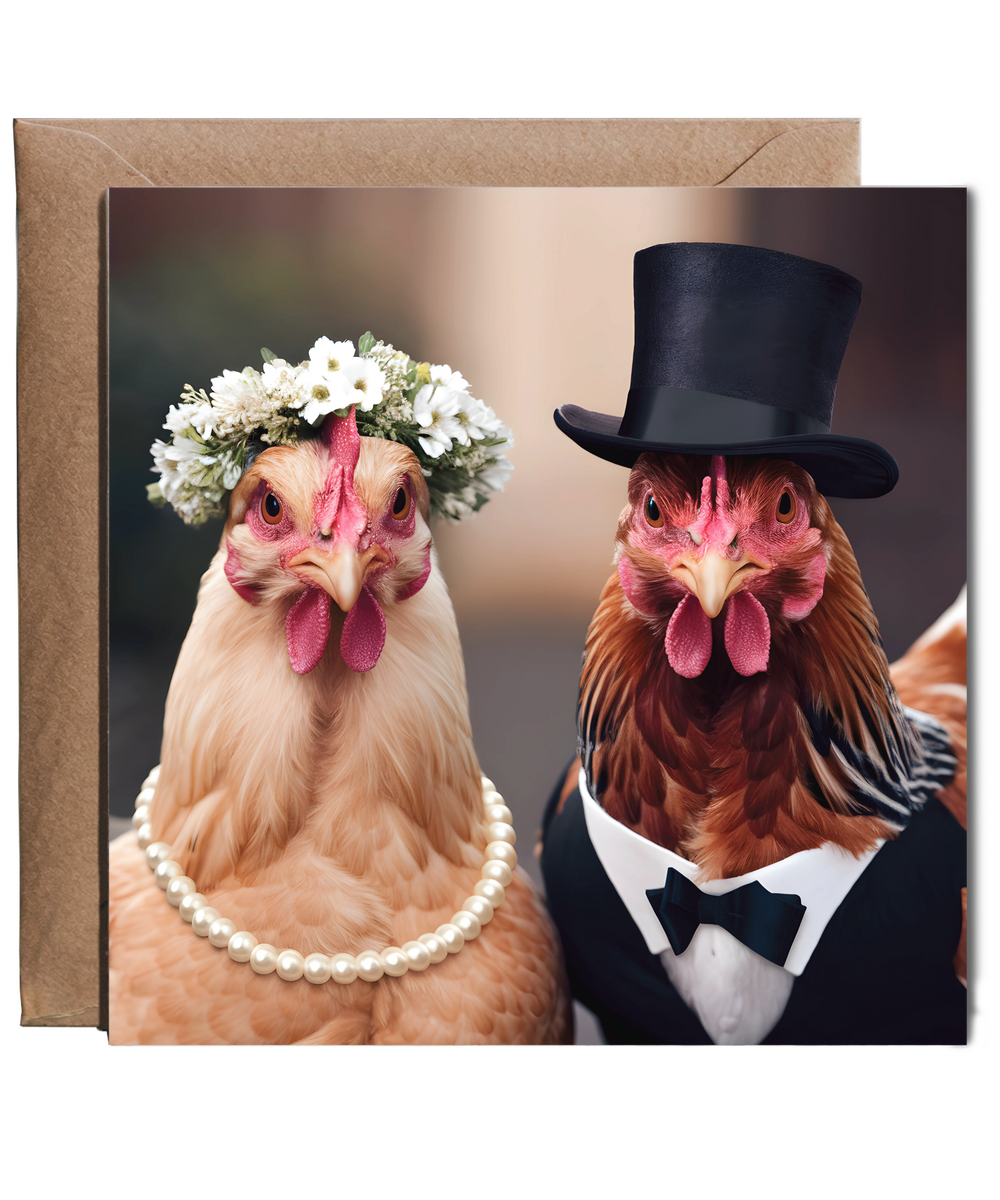 funny chicken bride and groom