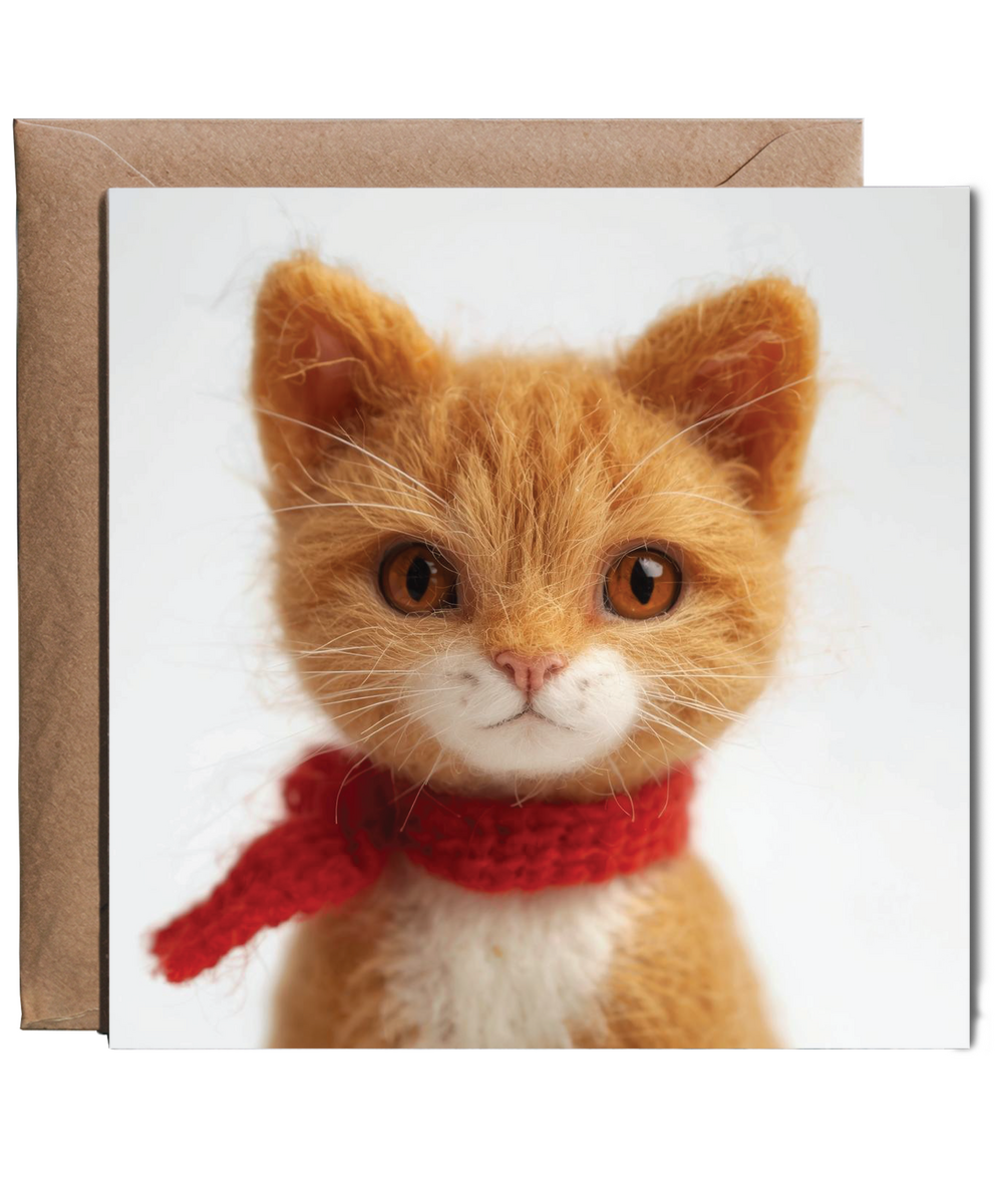 2D felt style ginger cat scarf