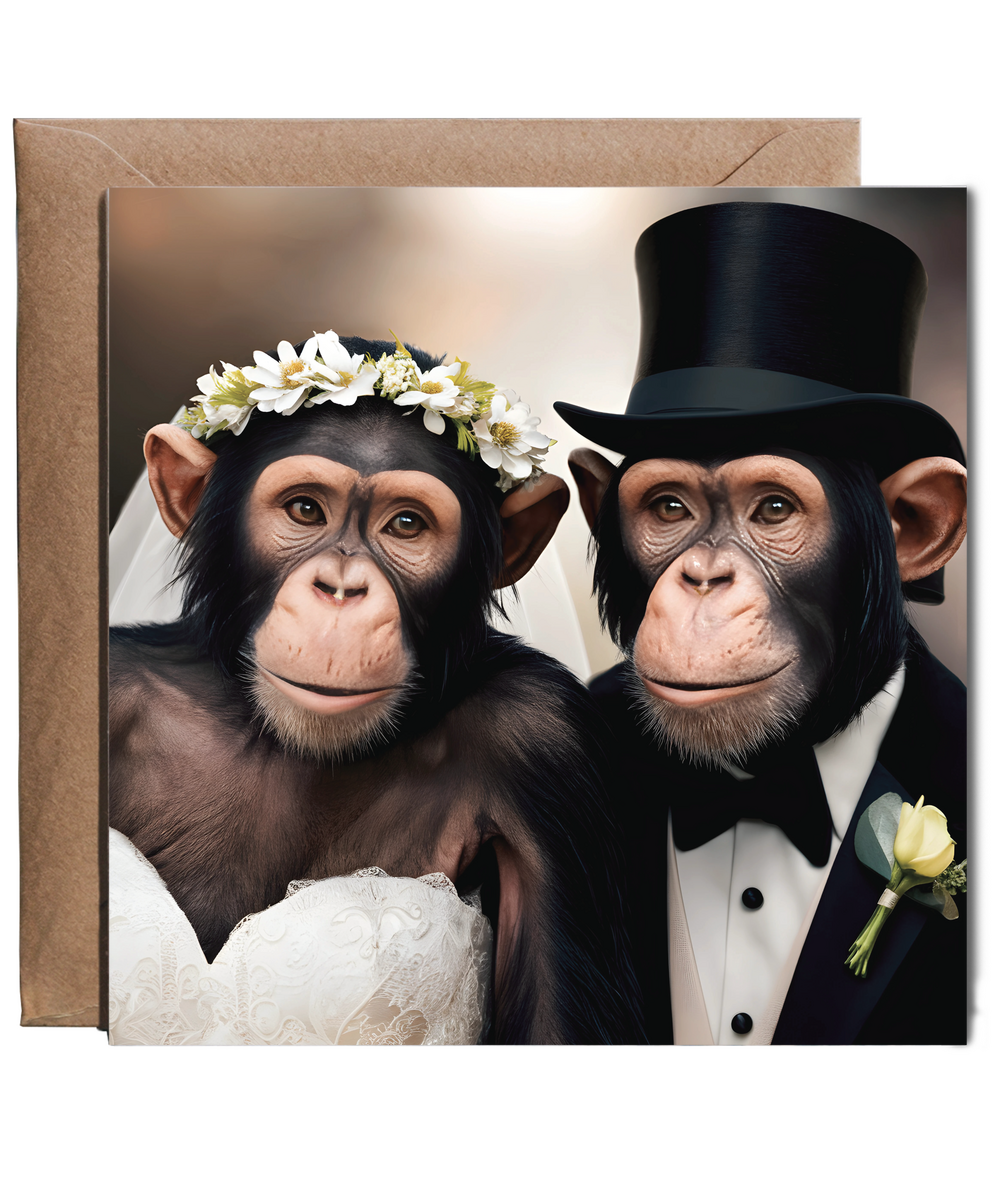 funny Chimpanzee bride and groom